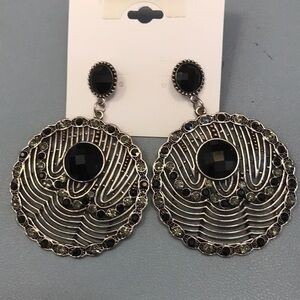 New Art Deco earrings with black/gray crystals